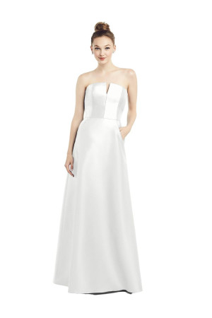 Alfred Sung White D774 Notch Little White Wedding Gown Gown